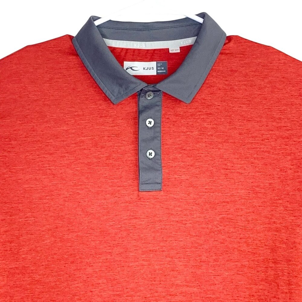 KJUS Luca Performance Golf Polo Shirt Mens UPF 50+ Orange Heather Medium 50/M